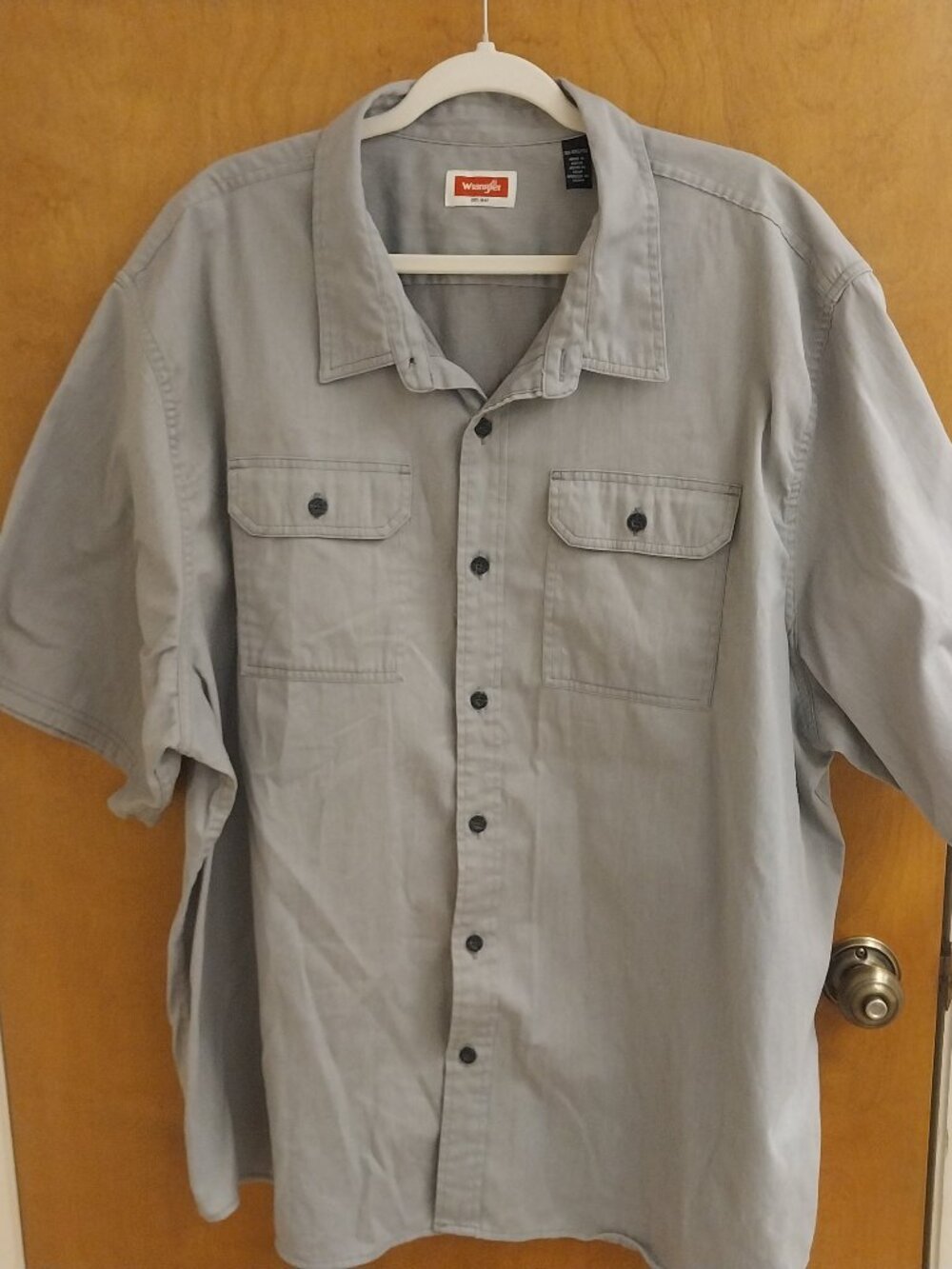WRANGLER UTILITY 3XL SHORT SLEEVE GRAY BUTTON DOWN SHIRT